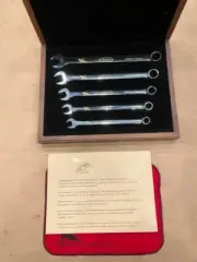 Snap-On 24kt. Gold Engraved 1st Collector 5 Piece Wrench Set In Walnut Case