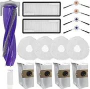 16 Pack Replacement Part Accessories Fit Compatible with Narwal Freo X Ultra Freo Z Ultra Robot Vacuum,1 Main Brush,4 Mop Pads,4 Side Brushes,2 Hepa Filters,4 Dust Bags,1 Cleaning Tool