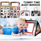 Baby Tummy Time Floor Mirror with Soft Cloth Books and Teethers Montessori Rukbv
