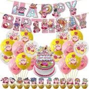 Star Kirby Theme Birthday Party Decoration Supplies Balloons Banner Cake Toppers Set