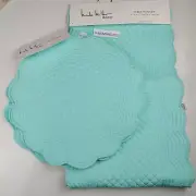 Nicole Miller Quilted 15" Round Placemats & Table Runner Aqua Blue 14" x 72"