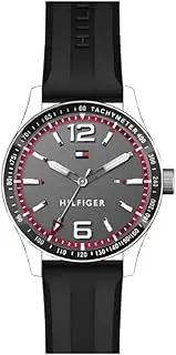 [Tommy Hilfiger] Table Black Silicone Grey Dial Men's Watch