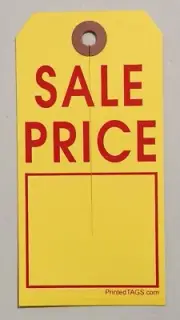 200 SALE PRICE TAGS heavy 13pt tag stock with flber reinforced hole and 3" slit