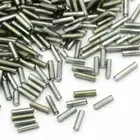 50gr Gray Glass Bugle Beads, Mixed Seed, Silver-Lined, 6x1.8mm, craft sewing