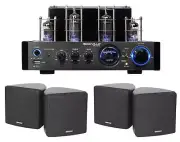 Rockville BluTube LED Tube Amplifier Home Bluetooth Receiver+(4) Cube Speakers