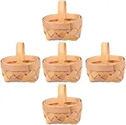 5pcs Mini Woven Wood Baskets Chip Baskets for Storing Fruits Vegetables Jewelry and More Portable Small Decorative Storage