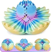 Multicoloured Gear Ball Fidget Toy 3D Printed Sphere Stress Relief Anxiety Block Spinner Gifts for Adults Kids Office Desk Christmas Easter Birthday (Ocean Aurora, 3.3")