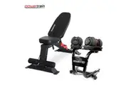 Powertrain 48KG Adjustable Dumbbell Set (Red) & Stand with Flat Incline Decline Bench