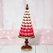 Pink Macaron Tree With Gold Base Christmas Decor *SHIPS WITHIN 15 DAYS*