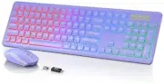 Wireless Keyboard and Mouse Backlit, Quiet Light Up Keys, Tilt Legs, Sleep