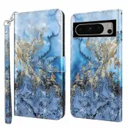 3D Pattern Printing Phone Case for Google Pixel 8 ,Wallet Stand PU Leather Cover with Strap