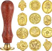 Mytoau12Pcs Wax Seal Stamp Set,12 Styles Sealing Wax Stamp Heads & 1 Pcs Brow...