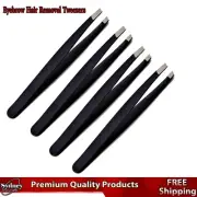 Eyebrows Plucking Facial Hair Remover Tweezer Flat Slanted Edge Clip