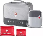 Portable First Aid Kit Empty, Camping First Aid Bag, Medicine Tools Travel Storage Bag, Suitable For Home Outdoor Hiking Camping Car Office Workplace (Two-color)