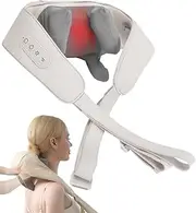 Neck Massager for Pain Relief Deep Tissue, Shiatsu Electric Back Shoulder and Neck with Heat, Kneading Massage Pillow, Muscle Pain Relief, Get Well Soon Present (White)