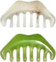 Jade Massage Comb - 2Pcs Stone Hair Comb Gua Sha Massager for Head and Hair Scraping