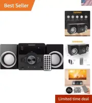 Compact 3-Speaker Bluetooth Audio System: CD Player, FM Radio, Remote Control