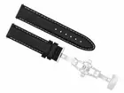 22MM SMOOTH LEATHER WATCH STRAP BAND DEPLOYMENT BUCKLE FOR BREGUET BLACK WS