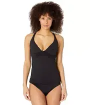 Seafolly L74723 Black Standard Dd Cup Wrap Front Tankini Top Size US 12 DD