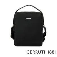 在飛比找momo購物網優惠-【Cerruti 1881】義大利頂級小牛皮肩背包斜背包(黑