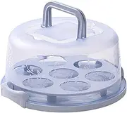 Generic Cartegaux Round Pampering 7 Slot Buddy Holder with Handle and Lid for Cakes and Cakes | Portable Container Storage for Cupcakes, Fruit Bowl, Walnut Bowl