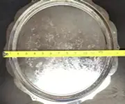 Forman Inc Round Circular Etched Chromium Large Silver Metal Serving Tray 14"