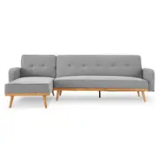 3 Seater Sarantino M2570 Linen Fabric Sofa Bed Lounge Couch Modular Furniture Light Grey