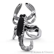 Scorpion Scorpio Zodiac Sign Onyx Right-Hand Statement Ring .925 Sterling Silver