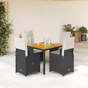 5 Piece Garden Bistro Set with Cushions Black Poly Rattan, Furniture Sets, Patio Furniture