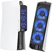 for PS5 Cooling Fan with Led Light, Quiet for PS5 Fan Cooling Fan HUIJUTCHEN for PS5 Cooler Cooling Fan for Playstation 5 fan with 3 Small Fans 3.0 USB Port 2 Fan Speed Setting fan (Not Compatible