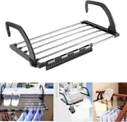 Lertenys Foldable Clothes Drying Rack Stainless Steel Balcony Hang on Radiator Window Bath to Hang Dry Laundry Wet Clothes - Round Tube (67*32cm)