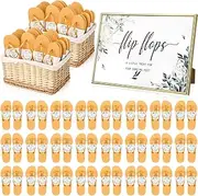 Zoooyawn 24 Pairs Wedding Party Favors Flip Flops Bulk Wedding Sign for Guest, Gold, One Size Wide