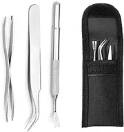 EasyULT 3PCS Tick Remover Tool Set, Tick Removal Tool, Stainless Steel Tick Remover, Tick Hook Kit Included Removal Tweezers+ Tick Shovel, for Animals, for Humans, Dogs, Cats