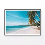 Beach Paradise with Palm Trees Print 100% Australian Made 120x90cm (Poster)