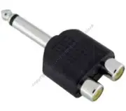 Lot50 Mono 1/4"Male~2/Dual RCA Female Audio/Microphone/Guitar/Y/T Adapter,6.3mm