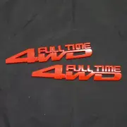 2x Red Matte 4WD FULL TIME Metal Emblem Decal Sticker Badge Racing Fender Bumper