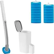 Disposable Toilet Brush: Toilet Bowl Brush and Holder Set with 16 Wand Refills, Upgraded Handle, Toilet Cleaning System with Storage Caddy for Sink, Bathtub, Floor, Drain