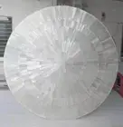 15" Round Selenite Side Table Top Sunburst Gemstone Modern Arts Furniture Decor