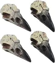 Raven Decor, Raven Skull for Jewelry Necklace 4Pcs Halloween Simulation Gothic Figurine Scary for Adults