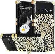 [DMaos] for Google Pixel 7 Pro Case with Ring for Women, Gold Gorgeous Rhinestone Bling Diamond Kickstand, Premium for Pixel 7Pro 6.7'' - Leopard