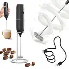 Powerful Milk Frother Handheld with Stand Rechargeable Milk Foamer Electric M...