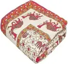 Indian Red Camel Quilt, Hand Block Print Cotton Quilt, Twin Size: [85X55] Inch
