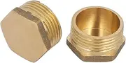 uxcell 3/4BSP Male Thread Brass Hex Head Pipe Cap Stopper Cover Fitting 2pcs