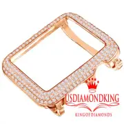 Rose Gold Tone Apple Watch Lab Diamond Fit Both Series # 2 &3 Bezel Cover Case