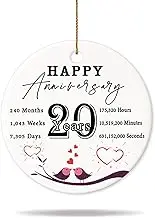 Onirique 20 Year for Her or Him, 20th Wedding for Couple, Ceramic Ornament Anniversary Marriage Presents for Wife or Husband (20th)