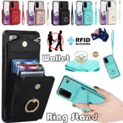 For Samsung S25 S24 S23 S22 Ultra Plus S21 S20 Case Wallet Card Ring Stand Cover