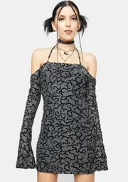 [Dolls Kill] Tattoo Flock Burni Mini Dress