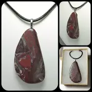 Michigan Banded Iron Jasper Pendant Necklace Lake Superior Beach Rock