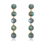 Culturesse Carolita Drop Earrings Natural Labradorite Crystal 22K Gold Plating