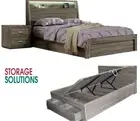 Brand New Hilton Boston Gas Lift storage bed frame Double Mocha & touch light